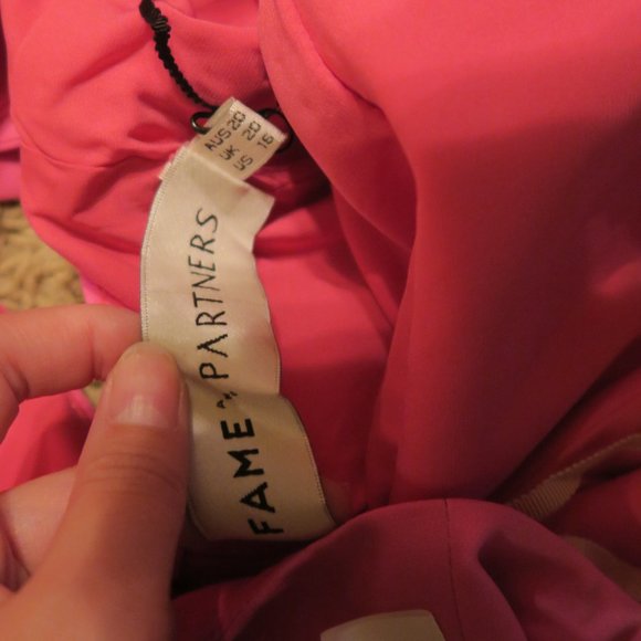 Fame and Partners Pink Off the Shoulder Midi Dress The Sasha Dress NWT - Picture 11 of 15